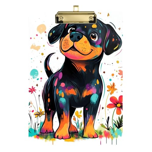 Lustiges Rottweiler-Hunde-Klemmbrett aus Acryl, A4, 31,8 x 22,9 cm, Kunststoff-Klemmbrett mit niedrigem Profil-Clip für Beobachtungsaufzeichnung, Laborzubehör von Wudan