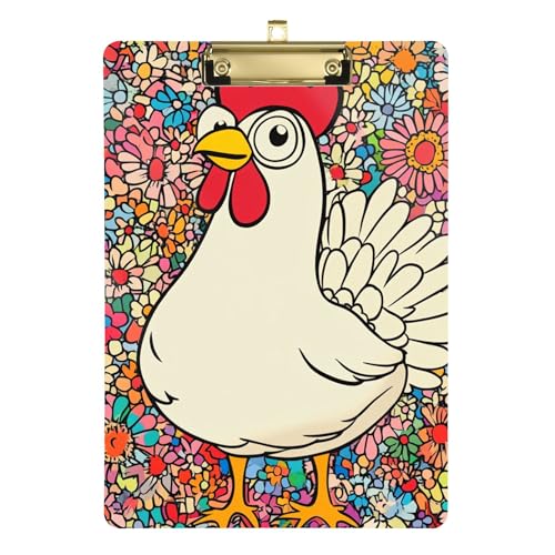 Lustiges Yuanbao Klemmbrett mit Huhn, A4, 31,8 x 22,9 cm, Menü-Klemmbretter mit niedrigem Profil-Clip für Studenten, Lehrer, Büro, Dokumenten-Organizer von Wudan