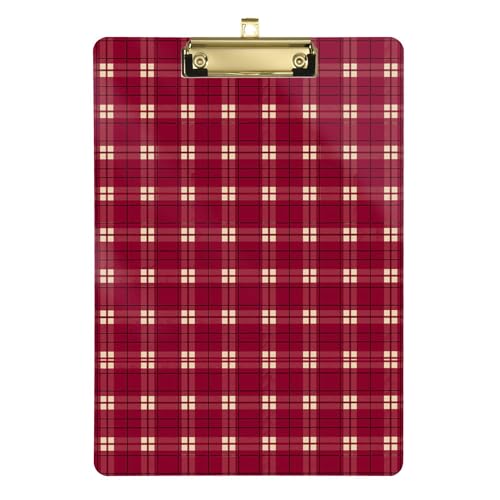 Merry Christmas Buffalo Plaid Red Folder with Clipboard A4 Size 31.8 cm x 22.9 cm Plastic Clipboard with Low Profile Clip for Volleyball Coaches Outdoor Sketching von Wudan