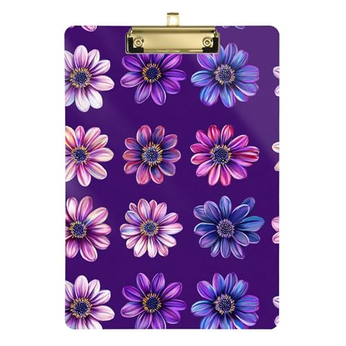 Nature Osteospermum Ordner mit Klemmbrett, A4, 31,8 x 22,9 cm, Inspektor-Klemmbrett mit flachem Profil-Clip für Beobachtungsrecorder, Klassenzimmer, Violett von Wudan