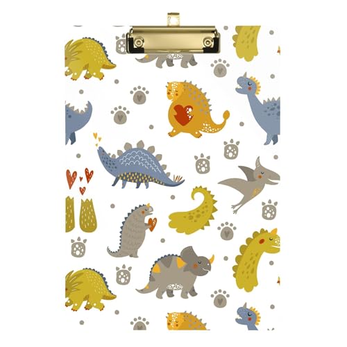 Niedliche Dinozaurus-Acryl-Klemmbretter, A4, 31,8 x 22,9 cm, Klemmbrett, Ordner mit niedrigem Profil-Clip für Arzt, Büro, Dokumenten-Organizer von Wudan