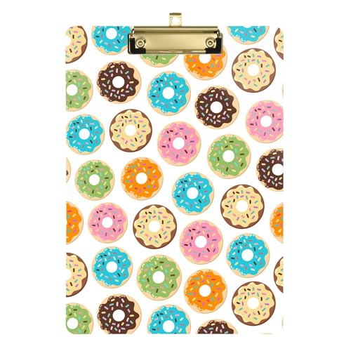 Niedliche bunte Donut-Klemmbretter A4, 31,8 x 22,9 cm, Menü-Klemmbretter (Langwort) mit niedrigem Profil-Clip für Fußballtrainer, medizinische Bauunternehmer von Wudan