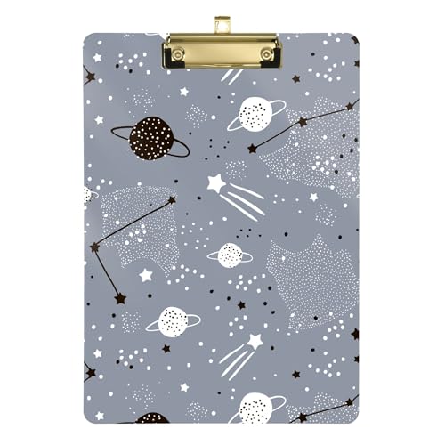 Space Stars Planeten Klemmbretter A4 Größe 31,8 x 22,9 cm Menü-Klemmbretter mit niedrigem Profil-Clip für Krankenschwestern, medizinische Unternehmer von Wudan