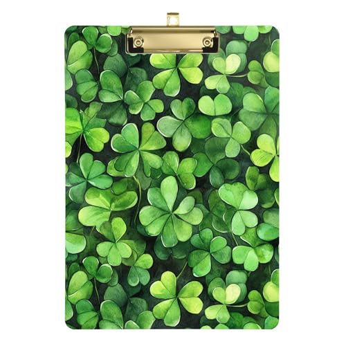 St.Patrick Grüne Kleeblätter Ordner mit Klemmbrett, A4, 31,8 x 22,9 cm, Metall-Klemmbretter mit niedrigem Profil-Clip, für Arzt, Outdoor-Skizzieren von Wudan