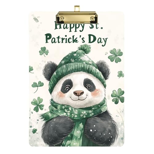 St.Patrick Panda Ordner mit Klemmbrett, A4, 31,8 x 22,9 cm, transparentes Klemmbrett mit niedrigem Profil-Clip für Kinderkrankenschwestern, Büro, Meeting von Wudan