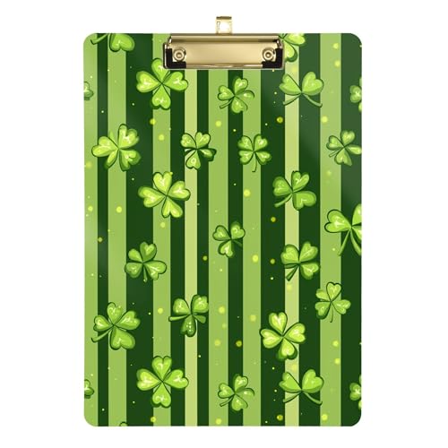 St.Patrick's Klemmbrett mit Kleeblättern, A4, 31,8 x 22,9 cm, Ordner-Klemmbrett mit flachem Profil-Clip für Fußballtrainer, Klassenzimmer von Wudan