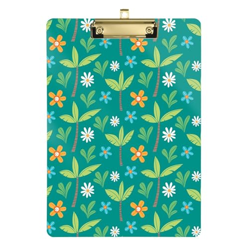 Summer Flowers Trees Ordner mit Klemmbrett, A4, 31,8 x 22,9 cm, Kunst-Klemmbrett mit flachem Profil-Clip für Kinderkrankenschwestern, Büro, Dokumenten-Organizer von Wudan