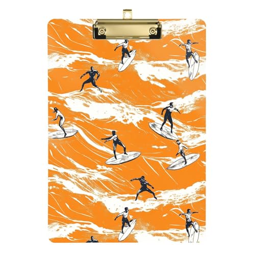 Surfing Orange Ordner mit Klemmbrett, A4, 31,8 x 22,9 cm, Klemmbrett mit niedrigem Profil-Clip für LKW-Fahrer, Laborzubehör von Wudan