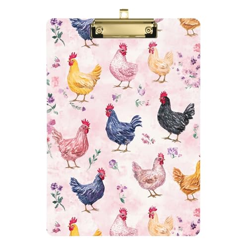 Sweet Bantam Chicken Peach Ordner mit Klemmbrett, A4, 31,8 x 22,9 cm, Kunst-Klemmbrett mit niedrigem Profil-Clip für Krankenschwestern, Büro, Meeting von Wudan