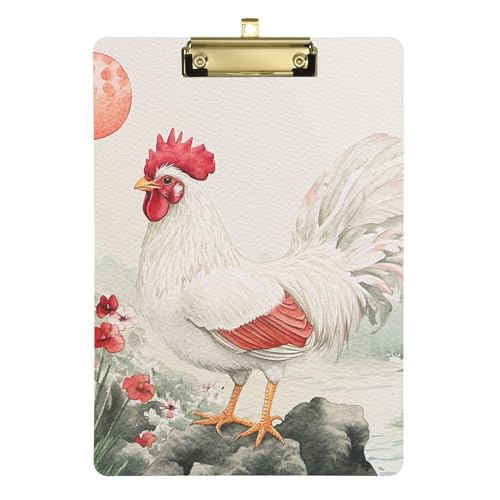 Sweet Yuanbao Acryl-Klemmbrett mit Huhn, A4, 31,8 x 22,9 cm, Inspektor-Klemmbrett mit niedrigem Profil-Clip für LKW-Fahrer, Outdoor-Skizzieren von Wudan