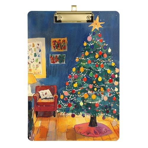 Weihnachtsbaumständer im Raum, Ordner mit Klemmbrett, A4, 31,8 x 22,9 cm, Kunst-Klemmbrett mit flachem Profil-Clip für Arzt, Büro, Dokumenten-Organizer von Wudan