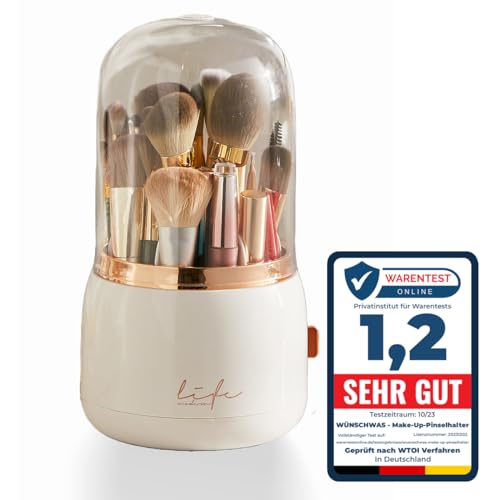 Stilvoller make up organizer - Perfekter organizer schminke mit 360° drehbarer Ordnung. pinsel aufbewahrung mit Deckel - Schöner makeup organizers für Schminktisch, Badezimmer und Schlafzimmer. von WünschWas