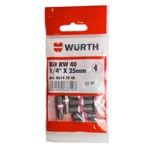 Würth 10x RW® 40 1/4 Zoll x 25mm Bits RW® 40 Antrieb geeignet für Würth ASSY Schrauben 06147040 von Würth