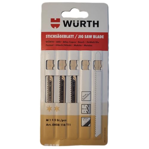 Würth Stichsägeblätter für Holz 75/2,5 Packung 5 Stück (0608116111) von Würth