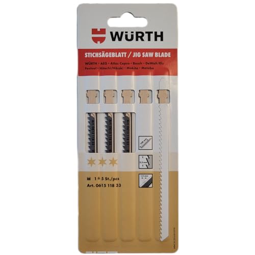 Würth Stichsägeblatt Holz - 5 Stück - drei Sterne, Länge= 132 mm (061511833) von Würth