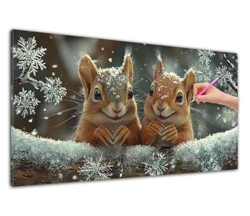 Diamond Painting Eichhörnchen, Diamond Painting Erwachsene, 5D DIY Schneeflocke Diamant Malerei Bilder Cross Stickerei Kits, Bastelset Erwachsene Mosaikherstellung für Wohnzimmer Dekor, (30x60cm) D-18 von Wuiddnng