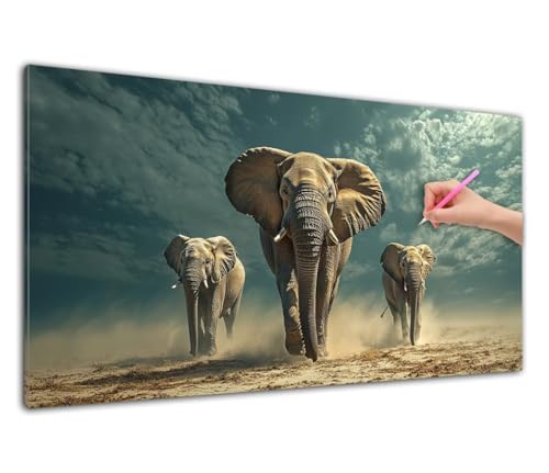 Diamond Painting XXL, 5D Elefant Diamant Painting Bilder, Tier Diamond Malerei Set für Erwachsene und Anfänger, DIY Diamant Kunst Mosaikherstellung Basteln Erwachsene für Haus Wanddeko 100x200cm D-17 von Wuiddnng