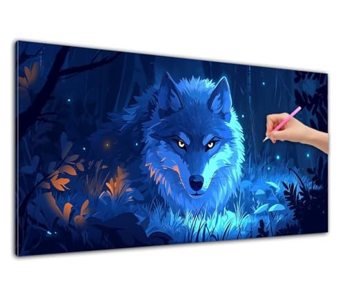 Diamond Painting XXL, 5D Wolf Diamant Painting Bilder, Karikatur Diamond Malerei Set für Erwachsene und Anfänger, DIY Diamant Kunst Mosaikherstellung Basteln Erwachsene für Haus Wanddeko 100x200cm D-2 von Wuiddnng