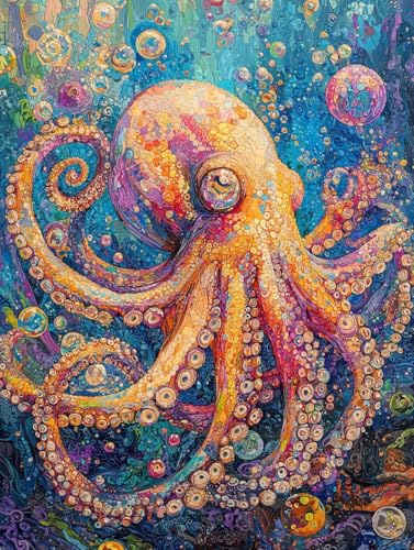 Oktopus Diamond Painting Klein Leinwand 30x40 cm, Diamond Painting Erwachsene Bastelset, 5D Diamant Malerei Kinder Stickerei Kreuzstich Bilder Set, Zimmer Deko Schlafzimmer, Weihnachtsgeschen S-8 Oktopus Diamond Painting Klein Leinwand 30x40 cm, Diamond Painting Erwachsene Bastelset, 5D Diamant Malerei Kinder Stickerei Kreuzstich Bilder Set, Zimmer Deko Schlafzimmer, Weihnachtsgeschen S-8 von Wuiddnng