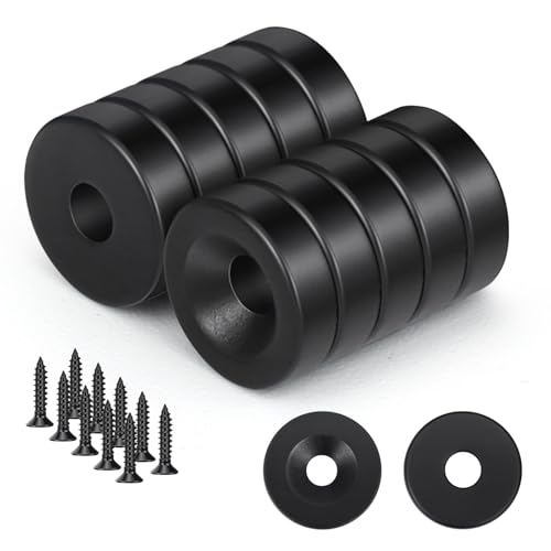 Wukong 10 StüCk Schwarze Runde Magnete, 10x3 Mm Mini-Magnete Mit Loch, Topfmagnete Mit Schrauben FüR KüHlschrank, Whiteboard, Pinnwand, BüRo Und Bastelarbeiten von Wukong