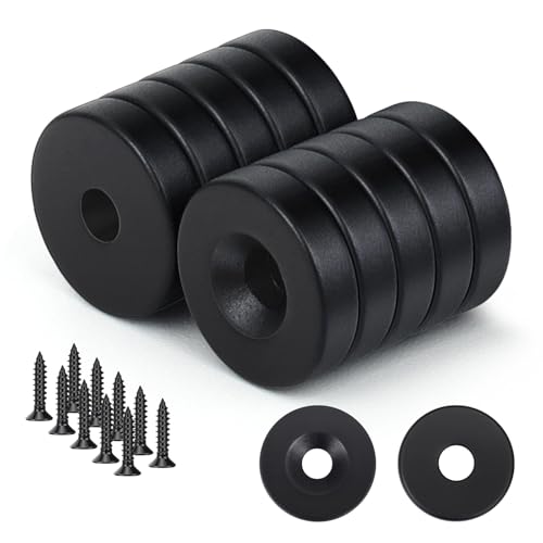 Wukong 10 StüCk Schwarze Runde Magnete, 12x3 Mm Mini-Magnete Mit Loch, Topfmagnete Mit Schrauben FüR KüHlschrank, Whiteboard, Pinnwand, BüRo Und Bastelarbeiten von Wukong