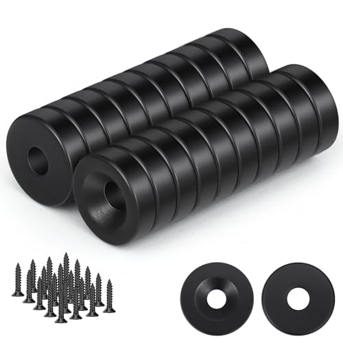 Wukong 20 StüCk Schwarze Runde Magnete, 10x3 Mm Mini-Magnete Mit Loch, Topfmagnete Mit Schrauben FüR KüHlschrank, Whiteboard, Pinnwand, BüRo Und Bastelarbeiten von Wukong