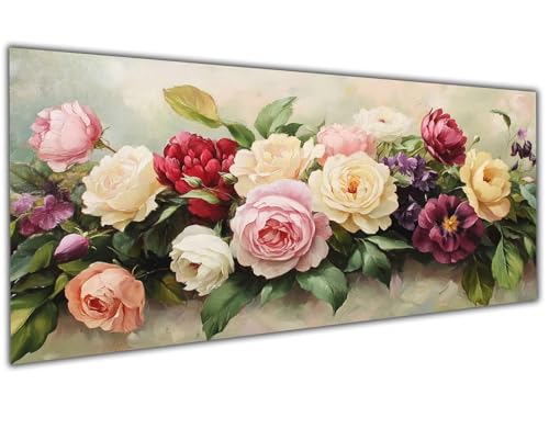 5D Diamond Painting Erwachsene Blumen, Diamond Painting Zubehör Colorful Diamond Painting XXL, DIY Vollbohrer Diamant Painting Stickerei Set Kreuzstich, Diamond Painting für Zimmer Deko 30x60cm-LL113 von Wuleogxi