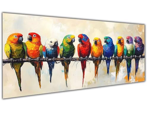 5D Diamond Painting Erwachsene Bunt, Diamond Painting Zubehör Parrot Diamond Painting XXL, DIY Vollbohrer Diamant Painting Stickerei Set Kreuzstich, Diamond Painting für Zimmer Deko 30x60cm-LL62 von Wuleogxi