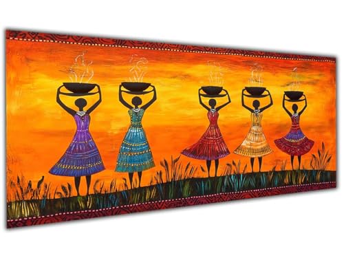 5D Diamond Painting Erwachsene Bunt,Diamond Painting Zubehör African Woman Diamond Painting XXL,DIY Vollbohrer Diamant Painting Stickerei Set Kreuzstich,Diamond Painting für Zimmer Deko 30x60cm-LL109 von Wuleogxi