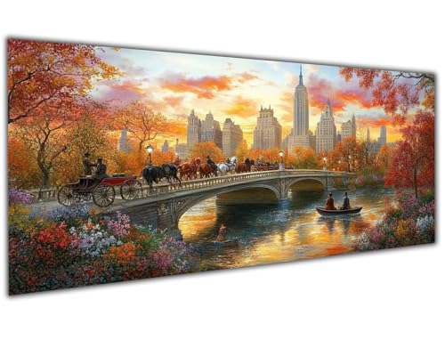 5D Diamond Painting Erwachsene Herbst, Diamond Painting Zubehör City Diamond Painting XXL, DIY Vollbohrer Diamant Painting Stickerei Set Kreuzstich, Diamond Painting für Zimmer Deko 30x60cm-LL75 von Wuleogxi