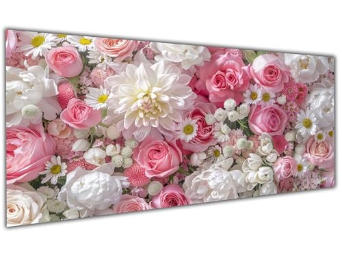 5D Diamond Painting Erwachsene Rosa, Diamond Painting Zubehör Roses Diamond Painting XXL, DIY Vollbohrer Diamant Painting Stickerei Set Kreuzstich, Diamond Painting für Zimmer Deko 30x60cm-LL918 von Wuleogxi