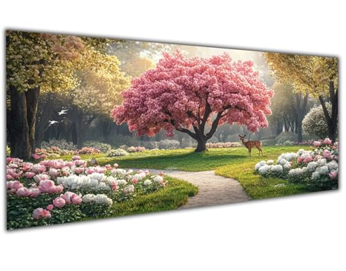 5D Diamond Painting Erwachsene Rosa Baum,Diamond Painting Zubehör Landscape Diamond Painting XXL,DIY Vollbohrer Diamant Painting Stickerei Set Kreuzstich,Diamond Painting Zimmer Deko 90x180cm-LL102 von Wuleogxi