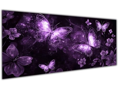 5D Diamond Painting Erwachsene Schmetterling,Diamond Painting Zubehör Purple Diamond Painting XXL,DIY Vollbohrer Diamant Painting Stickerei Set Kreuzstich,Diamond Painting Zimmer Deko 90x180cm-LL90 von Wuleogxi