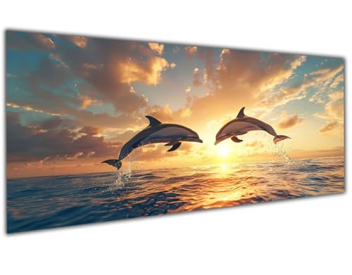 5D Diamond Painting Erwachsene Strand, Diamond Painting Zubehör Dolphin Diamond Painting XXL, DIY Vollbohrer Diamant Painting Stickerei Set Kreuzstich, Diamond Painting für Zimmer Deko 30x60cm-LL933 von Wuleogxi