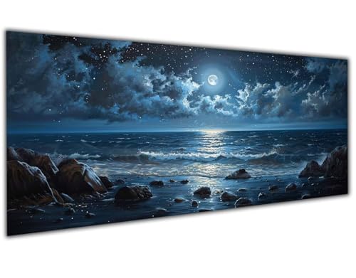 5D Diamond Painting Erwachsene Strand, Diamond Painting Zubehör Moon Diamond Painting XXL, DIY Vollbohrer Diamant Painting Stickerei Set Kreuzstich, Diamond Painting für Zimmer Deko 30x60cm-LL926 von Wuleogxi