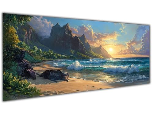 5D Diamond Painting Erwachsene Strand, Diamond Painting Zubehör Sunset Diamond Painting XXL, DIY Vollbohrer Diamant Painting Stickerei Set Kreuzstich, Diamond Painting für Zimmer Deko 30x60cm-LL76 von Wuleogxi