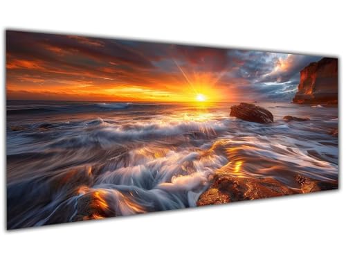 5D Diamond Painting Erwachsene Strand, Diamond Painting Zubehör Sunset Diamond Painting XXL, DIY Vollbohrer Diamant Painting Stickerei Set Kreuzstich, Diamond Painting für Zimmer Deko 30x60cm-LL922 von Wuleogxi