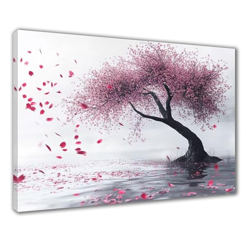 Baum Diamond Painting Erwachsene XXL 40x50 cm Diamond Painting Rosa Blume, DIY 5D Kinder Diamant Bilder Eckige Steine Voll Zubehör Stickerei Kreuzstich Bastelset für Zimmer Deko Geschenke F1-429 von Wuleogxi