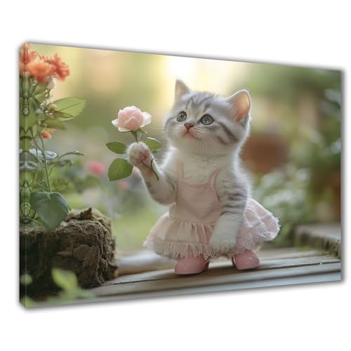 Blumen Diamond Painting Erwachsene XXL 40x50 cm Diamond Painting Katze, DIY 5D Kinder Diamant Bilder Eckige Steine Voll Zubehör Stickerei Kreuzstich Bastelset für Zimmer Deko, Geschenke Frauen F1-489 von Wuleogxi