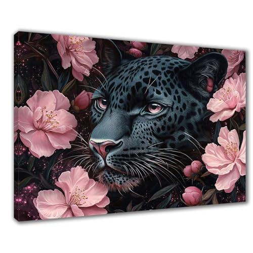 Blumen Diamond Painting Erwachsene XXL 60x80 cm Diamond Painting Leopard, DIY 5D Kinder Diamant Bilder Eckige Steine Voll Zubehör Stickerei Kreuzstich Bastelset für Zimmer Deko Geschenke F1-413 von Wuleogxi