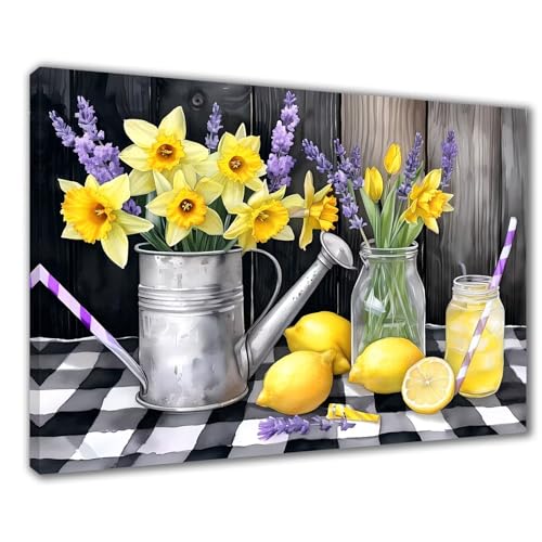 Diamond Painting Blumen Diamond Painting Erwachsene Groß XXL Zitrone 40x50 cm Diamant Malerei Kinder Anfänger DIY 5D Mosaikherstellung Malen nach Zahlen Stickerei Deko, Geschenk zum Muttertag F1-4 von Wuleogxi