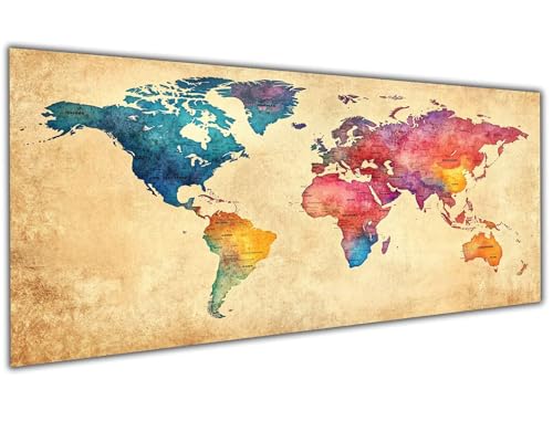 Diamond Painting Bunt Diamond Painting Zubehör World Map Diamond Painting Erwachsene Groß 80x160cm, DIY 5D Diamant Painting Bastelset Erwachsene für Deko Wohnzimmer, Geschenke für Frauen/Männer-LL115 von Wuleogxi