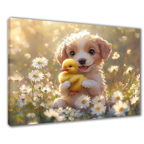 Diamond Painting Erwachsene Hund Diamond Painting XXL 30x40 cm Entlein Diamant Malerei Kinder Anfänger DIY 5D Malen nach Zahlen Stickerei Bastelset Wohnzimmer Deko, Mädchen/Jungs Geschenk F1-486 von Wuleogxi