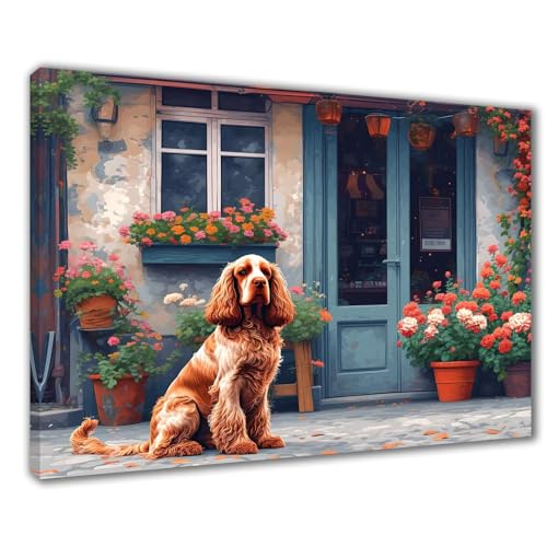 Diamond Painting Erwachsene Hund Diamond Painting XXL 40x50 cm Blumen Diamant Malerei Kinder Anfänger DIY 5D Malen nach Zahlen Stickerei Bastelset Wohnzimmer Deko, Mädchen/Jungs Geschenk F1-23 von Wuleogxi