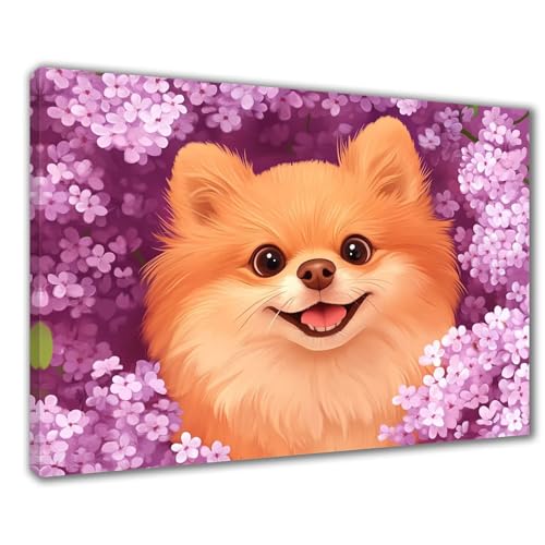 Diamond Painting Erwachsene Hund Diamond Painting XXL 40x50 cm Lila Blume Diamant Malerei Kinder Anfänger DIY 5D Malen nach Zahlen Stickerei Bastelset Wohnzimmer Deko, Mädchen/Jungs Geschenk F1-284 von Wuleogxi