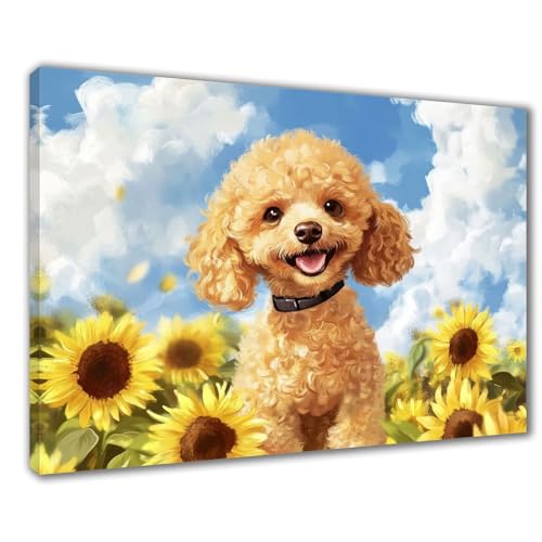 Diamond Painting Erwachsene Hund Diamond Painting XXL 80x120 cm Sonnenblume Diamant Malerei Kinder Anfänger DIY 5D Malen nach Zahlen Stickerei Bastelset Wohnzimmer Deko, Mädchen/Jungs Geschenk F1-485 von Wuleogxi