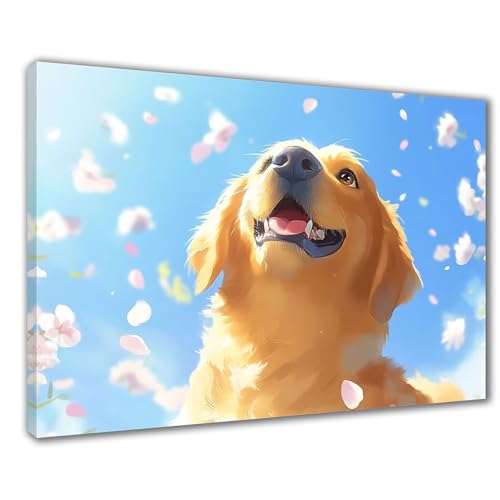 Diamond Painting Erwachsene Hund Diamond Painting XXL 90x120 cm Blumen Diamant Malerei Kinder Anfänger DIY 5D Malen nach Zahlen Stickerei Bastelset Wohnzimmer Deko, Mädchen/Jungs Geschenk F1-465 von Wuleogxi