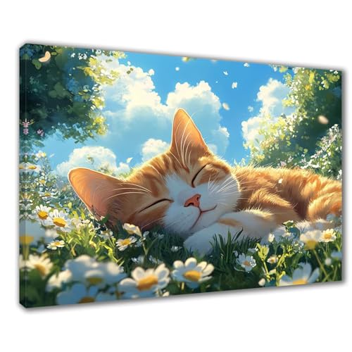 Diamond Painting Erwachsene Katze Diamond Painting XXL 50x70 cm Blumen Diamant Malerei Kinder Anfänger DIY 5D Malen nach Zahlen Stickerei Bastelset Wohnzimmer Deko, Mädchen/Jungs Geschenk F1-462 von Wuleogxi