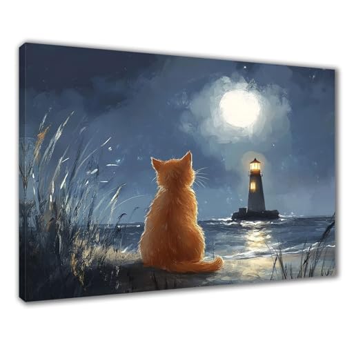 Diamond Painting Erwachsene Katze Diamond Painting XXL 70x90 cm Mond Diamant Malerei Kinder Anfänger DIY 5D Malen nach Zahlen Stickerei Bastelset Wohnzimmer Deko, Mädchen/Jungs Geschenk F1-519 von Wuleogxi