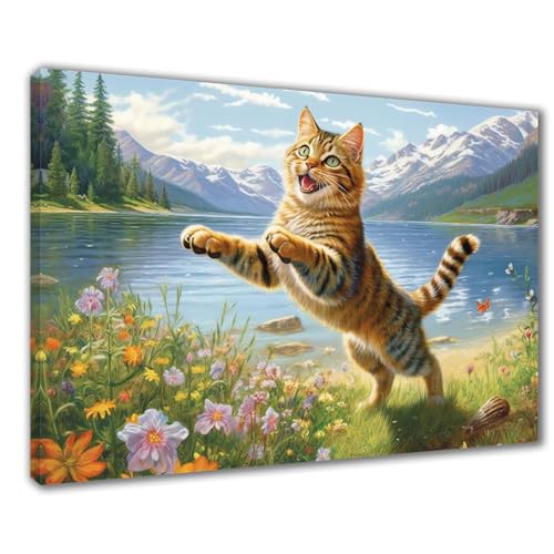 Diamond Painting Erwachsene Katze Diamond Painting XXL 80x100 cm Landschaft Diamant Malerei Kinder Anfänger DIY 5D Malen nach Zahlen Stickerei Bastelset Wohnzimmer Deko, Mädchen/Jungs Geschenk F1-427 von Wuleogxi